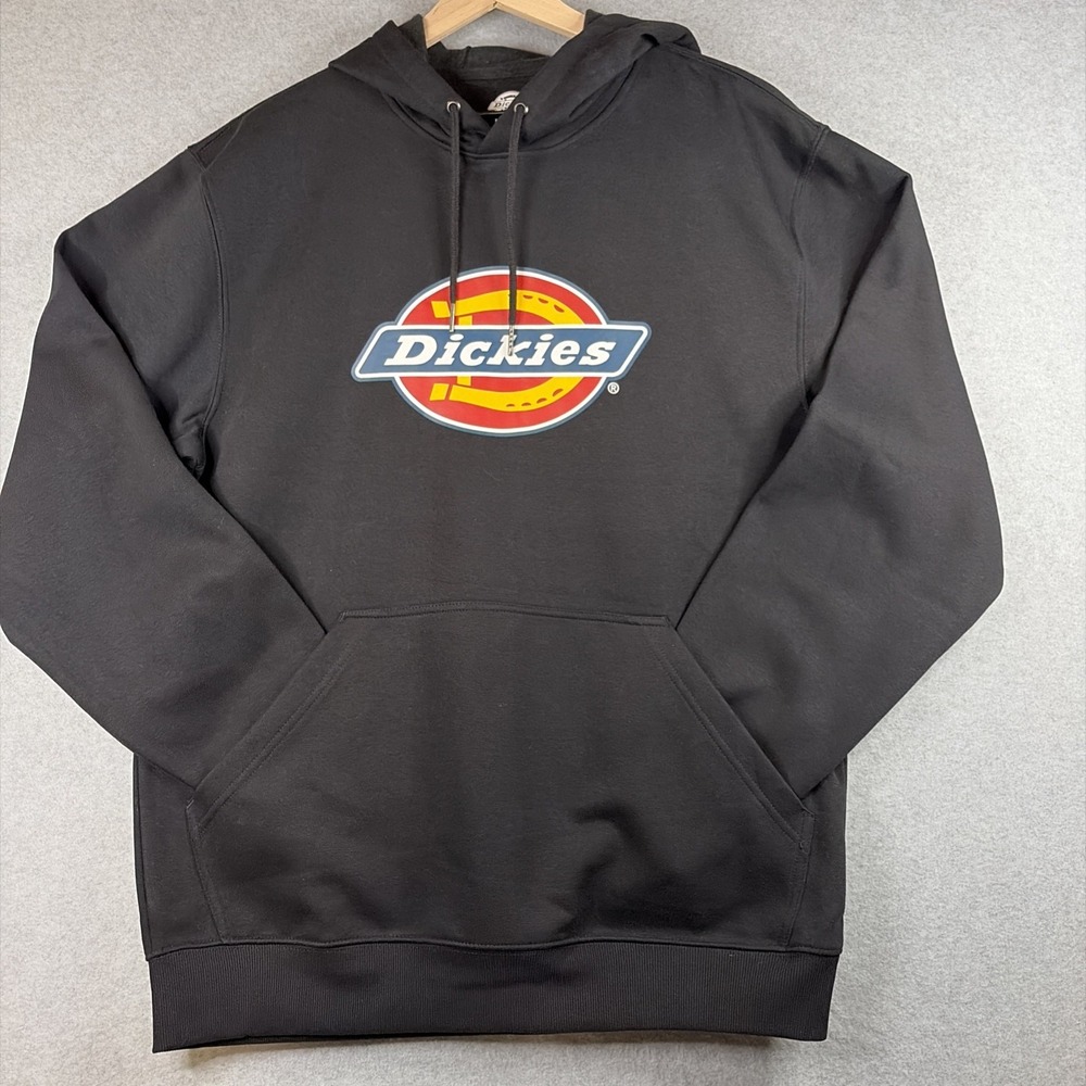 Dickies Men's Black Pullover Fleece Hoodie w/ Pockets Logo Graphic - LT